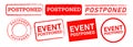 postponed square and circle red stamp label sticker sign event delay canceled rescheduled Royalty Free Stock Photo
