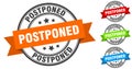 postponed stamp. round band sign set. label