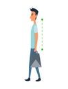 Posture and ergonomics. Correct alignment of human body in standing posture for good personality and healthy of spine