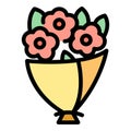 Posy flower bouquet icon vector flat