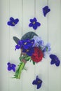 Posy of violets, pansies and ranunculus Royalty Free Stock Photo