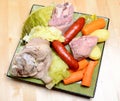 Pot-au-feu with meat and vegetables in a dish Royalty Free Stock Photo