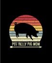 Pot Belly Pig Mom Ever Retro vintage Style Mothers day T-shirt Design Royalty Free Stock Photo