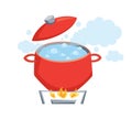 Pot with boil water Royalty Free Stock Photo