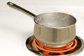 Pot Of Boiling Water On Hot Burner Royalty Free Stock Photo