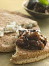 Pot of Brinjal Chutney with Naan Bread