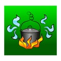 Pot on the Campfire. Royalty Free Stock Photo