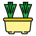 Pot chives icon color outline vector Royalty Free Stock Photo