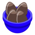 Pot chocolate egg icon isometric vector. Easter surprise
