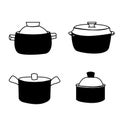 Pot Collection Vector Set: Mini Pot, Saucepot, Dutch Oven & Rice Pot Royalty Free Stock Photo