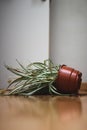 Pot with fallen plant on the floor of the house Royalty Free Stock Photo