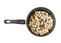 Pot filled with the popcorn isolated Royalty Free Stock Photo