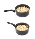 Pot filled with the popcorn isolated Royalty Free Stock Photo
