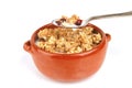 Pot full of granola with nuts Royalty Free Stock Photo