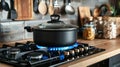 The Pot on Gas Stove.AI generated image Royalty Free Stock Photo