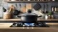 The Pot on Gas Stove.AI generated image Royalty Free Stock Photo