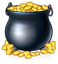 Pot of Gold Coins at End of the Rainbow Royalty Free Stock Photo