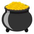 Pot of Gold Flat Icon Isolated on White