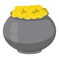 Pot of gold icon, cartoon style Royalty Free Stock Photo