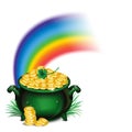 Pot Of Gold, Magical Treasure, St. Patrick`s Day symbol. Vector illustration