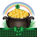 Pot Of Gold, Magical Treasure, St. Patrick's Day symbol. Vector