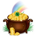 Pot Of Gold, Magical Treasure, St. Patrick's Day symbol. Vector