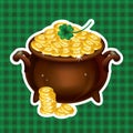 Pot Of Gold, Magical Treasure, St. Patrick's Day symbol. Vector