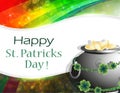 Pot of gold on rainbow background Royalty Free Stock Photo