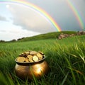 Pot of Gold with Rainbow Royalty Free Stock Photo