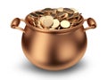 Pot of golden coins. Traditional holiday. 3D Icon