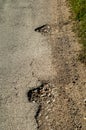 Pot holes in road Royalty Free Stock Photo