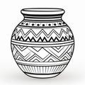 Tribal Ceramic Pot Vector - Crisp Outlines, Elegant Inking Techniques
