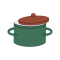 Pot with lid, pot, saucepan icon. Kitchen tools silhouette. Vector illustration. Royalty Free Stock Photo