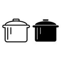 Pot line and glyph icon. Saucepan vector illustration isolated on white. Casserole outline style design, designed for