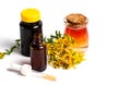 Pot marigold oil and flowers isolated Royalty Free Stock Photo