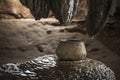 Pot in a meditation cave in Wat Tham Sua, Krabi, Thailand Royalty Free Stock Photo