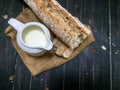 Pot with milk and bread Royalty Free Stock Photo