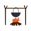 Pot Over Bonfire Icon Vector Illustration Royalty Free Stock Photo