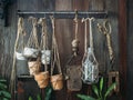 Pot Plant decoration displayed on wooden wall