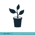 Pot with Plant Icon Vector Logo Template Illustration Design. Vector EPS 10 Royalty Free Stock Photo