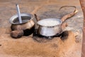 Pot of porridge, Puttaparthi, Andhra Pradesh, India. Copy space for text.