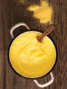 Pot of rustic cooked italian polenta Royalty Free Stock Photo