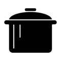 Pot solid icon. Saucepan vector illustration isolated on white. Casserole glyph style design, designed for web and app