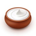 Pot of Sour Cream Sauce Mayonnaise Isolated