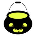 A pot for sweets. Silhouette. A bucket in the shape of a toothy pumpkin. Trick or treat. Vector illustration.