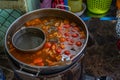 Pot of Vietnamese crab paste and snail broth- Bun Rieu