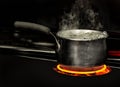 Pot of Water Boiling On The Stove Royalty Free Stock Photo