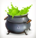 Pot. Witch Kitchen. Happy Halloween, 3d vector