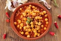 Potaje de garbanzos con jamon, spanish chickpeas stew with ham Royalty Free Stock Photo
