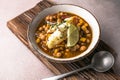 Potaje de vigilia - Chickpea stew with spinach and cod. Typical spanish food for Easter holidays. Chickpea stew with spinach Royalty Free Stock Photo